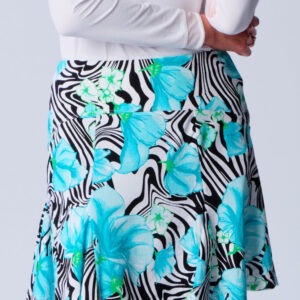 Flare Godet Skort In Black Zebra