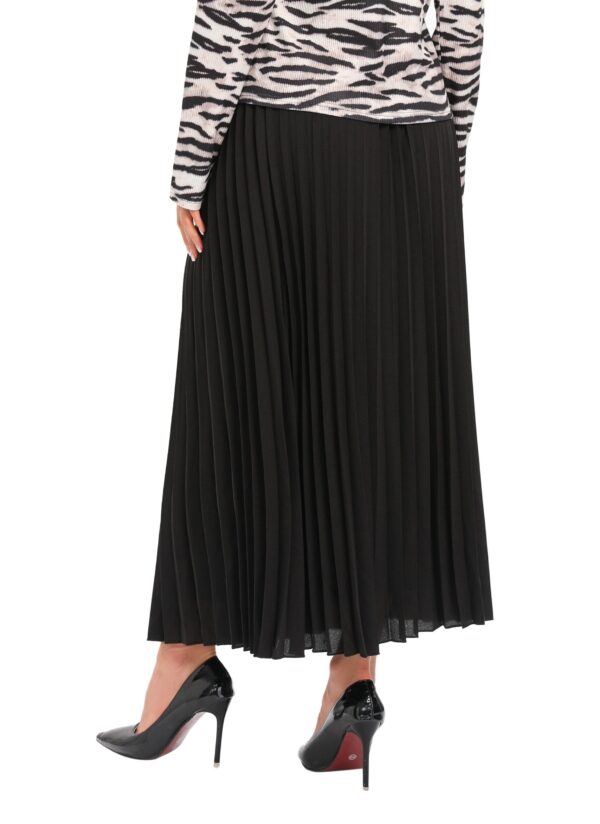luxandivy Black Pleated Lightweight Skirt for Women – Flowy Solid Midi Skirt - Image 3