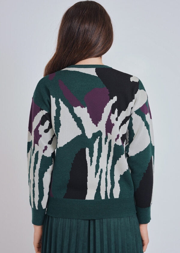 Abstract Green Knit Sweater - Image 2