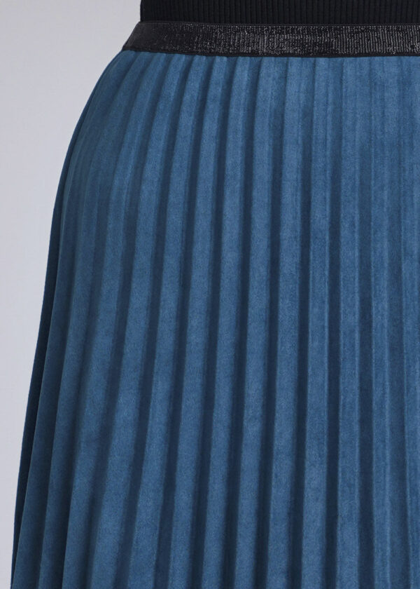 luxandivy Blue Pleated Midi Skirt for Women – Flowy Solid A-Line Skirt - Image 3