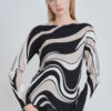 luxandivy Brown Abstract Knit Sweater for Women – Cozy Artistic Pullover Jumper