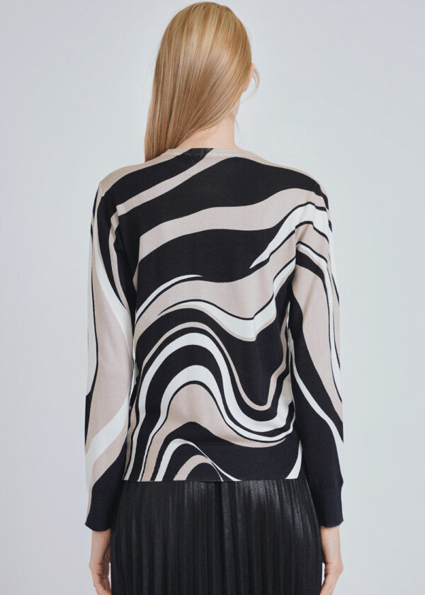 luxandivy Brown Abstract Knit Sweater for Women – Cozy Artistic Pullover Jumper - Image 2