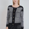 luxandivy Buttoned Monochrome Cardigan for Women – Black and White Knit Sweater Jacket