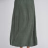 luxandivy Classic Green Skirt for Women – Tailored Midi Skirt with Contrast Black Stitching