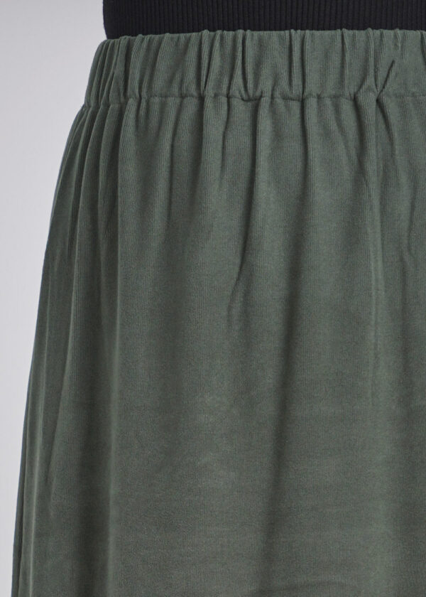 luxandivy Classic Green Skirt for Women – Tailored Midi Skirt with Contrast Black Stitching - Image 3
