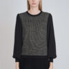 luxandivy Dual Tone Puffy Sleeve Sweater for Women – Chic Two-Tone Balloon Sleeve Pullover