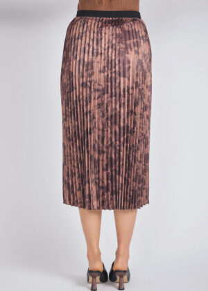 luxandivy Elegant Abstract Pleated Skirt for Women – Flowy Midi Skirt with Artistic Print