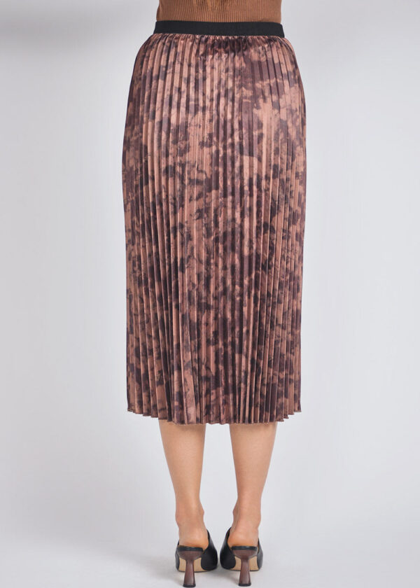 luxandivy Elegant Abstract Pleated Skirt for Women – Flowy Midi Skirt with Artistic Print