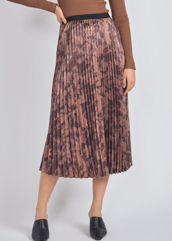 luxandivy Elegant Abstract Pleated Skirt for Women – Flowy Midi Skirt with Artistic Print - Image 2