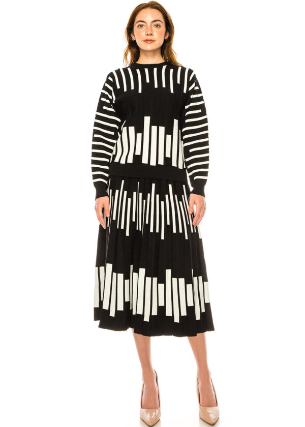 Knit Black and White Stripe Sweater - Image 3