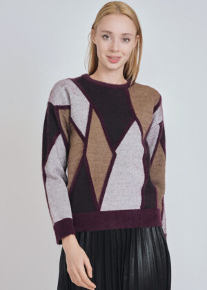 Mixed Hue Fuzzy Burgundy Sweater