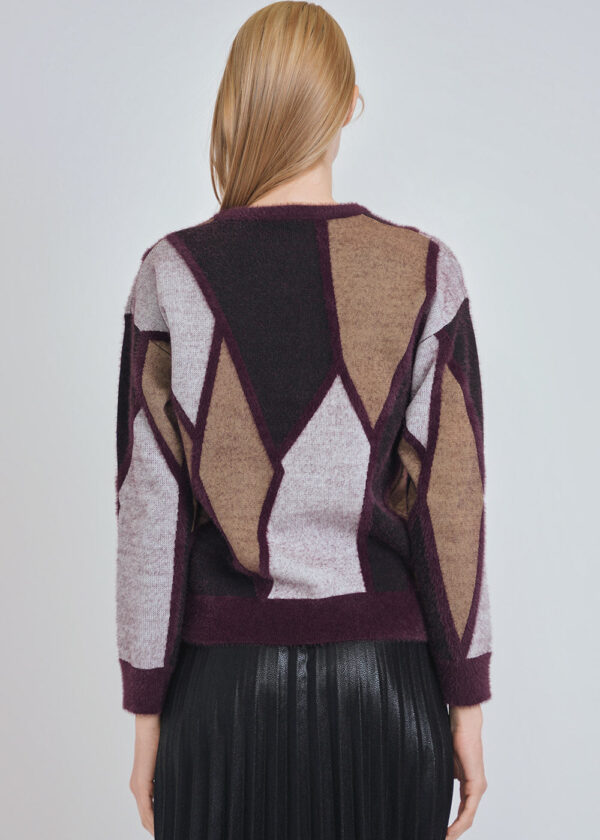 Mixed Hue Fuzzy Burgundy Sweater - Image 2