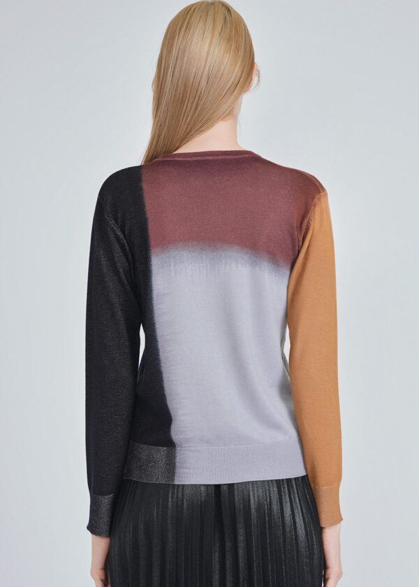 luxandivy Multicolor Fusion Knit Sweater for Women – Vibrant Chunky Color Block Pullover - Image 3