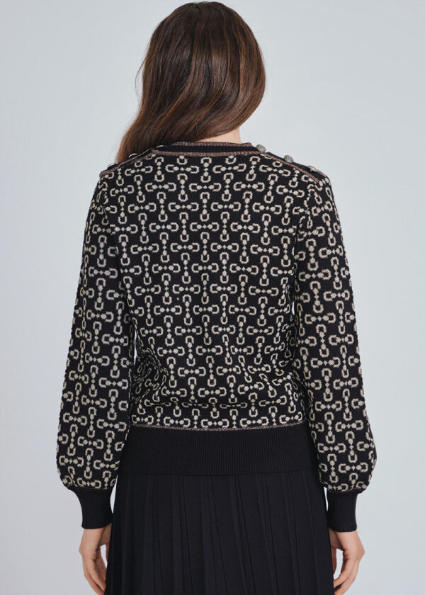 Printed Charm Black Knit Sweater - Image 2