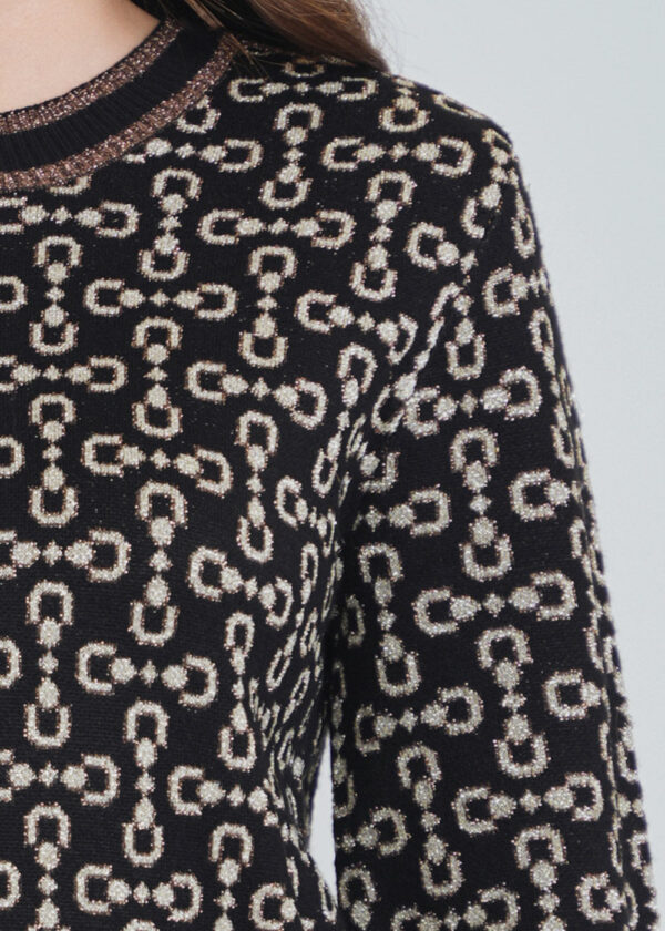 Printed Charm Black Knit Sweater - Image 3