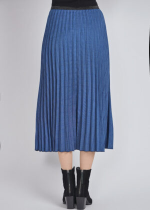 luxandivy Royal Blue Plaid Pleated Midi Skirt for Women – Classic Checkered A-Line Skirt