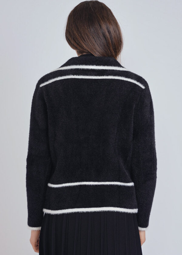 Warm Knit Cardigan with Formal Lapel - Image 2