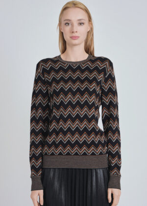 luxandivy Zigzag Knit Sweater for Women – Cozy Chevron Pattern Pullover