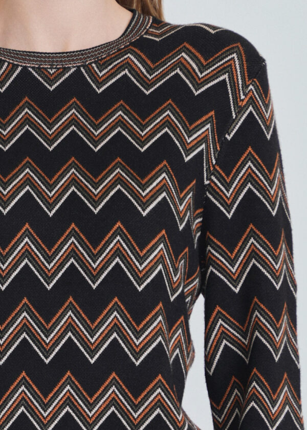 luxandivy Zigzag Knit Sweater for Women – Cozy Chevron Pattern Pullover - Image 3